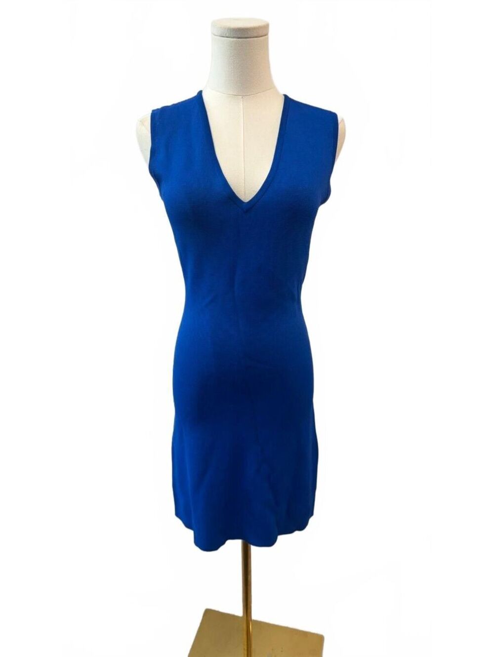 Yigal Azrouël Blue Knit Bodycon Mini Dress Sheer Back Size S (Est)